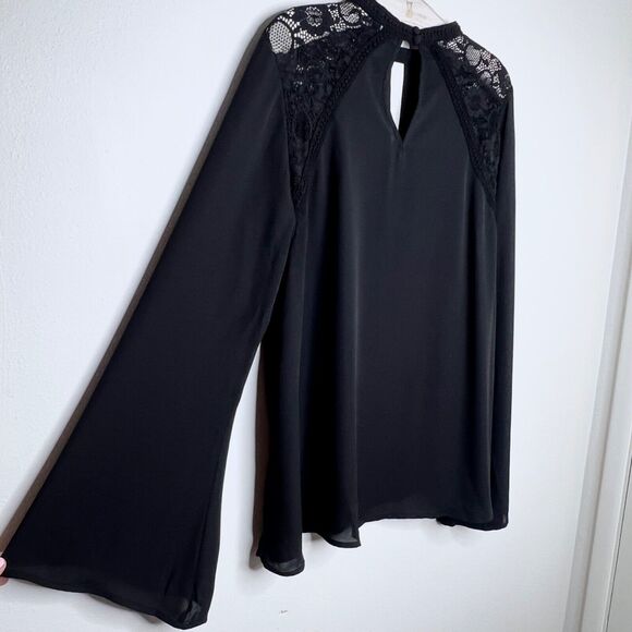 Torrid Womens Long Sleeve Blouse Plus Size 1X Lace Chiffon Flared Long Sleeve 1 - Picture 7 of 8